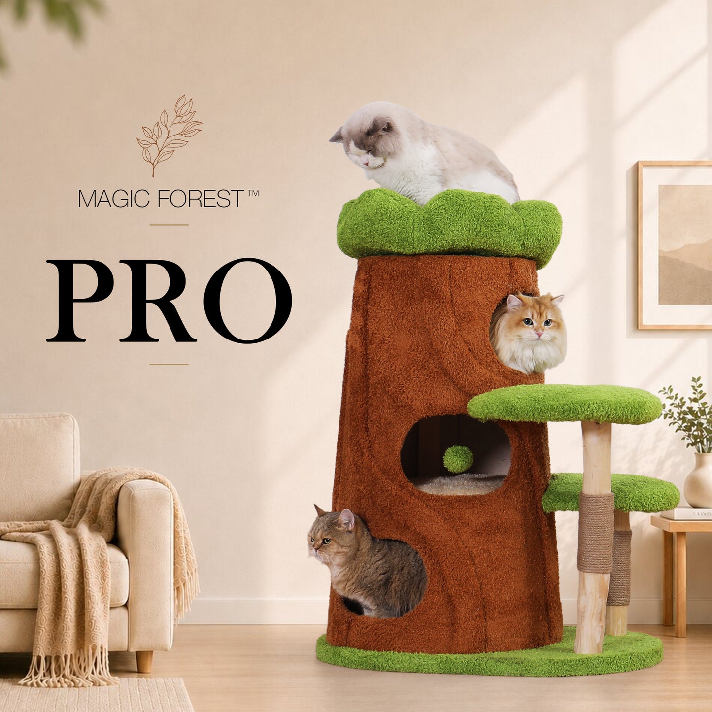 Xiamiao Magic Forest Pro 40 in Solid Wood Cat Tree for Indoor Cats