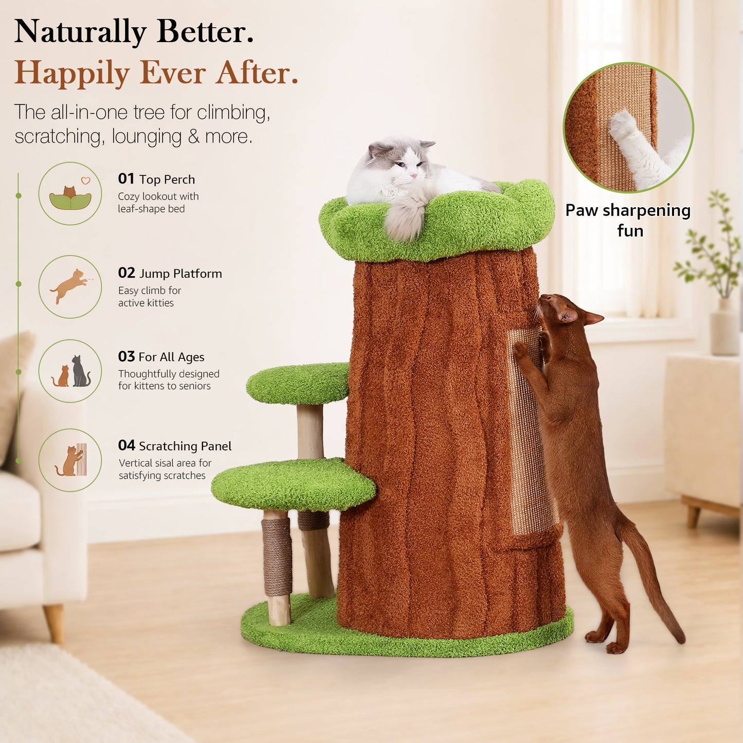 Xiamiao Magic Forest Pro 40 in Solid Wood Cat Tree for Indoor Cats