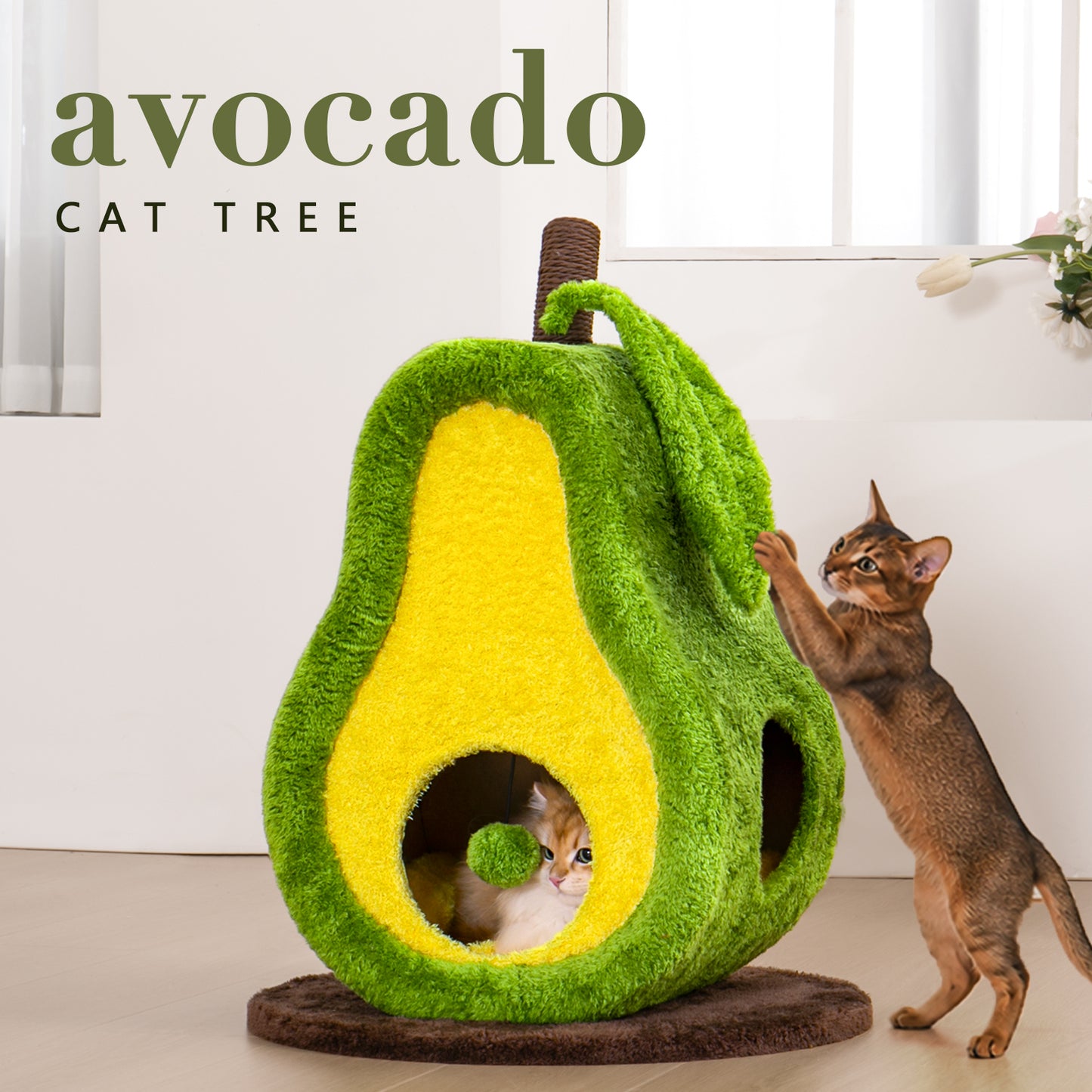 Xiamiao Avocado Cat Tree Tower for Indoor Cats, 30 in with Sisal Scratcher