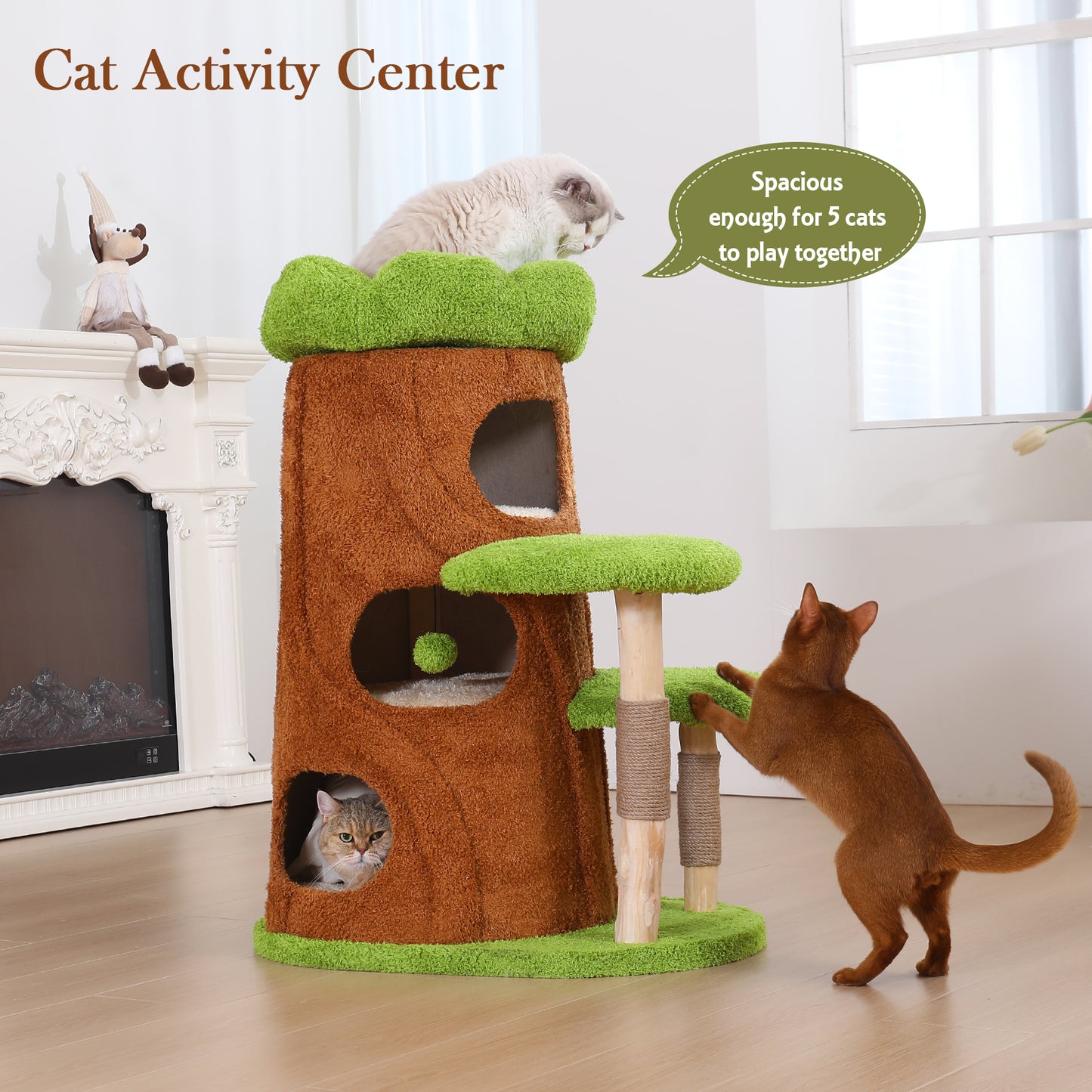 Xiamiao Magic Forest Pro 40 in Solid Wood Cat Tree for Indoor Cats