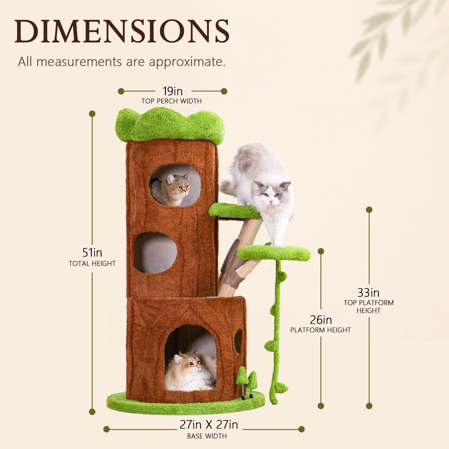 Xiamiao Magic Forest Max 51-Inch Solid Wood Cat Tree for Indoor Cats