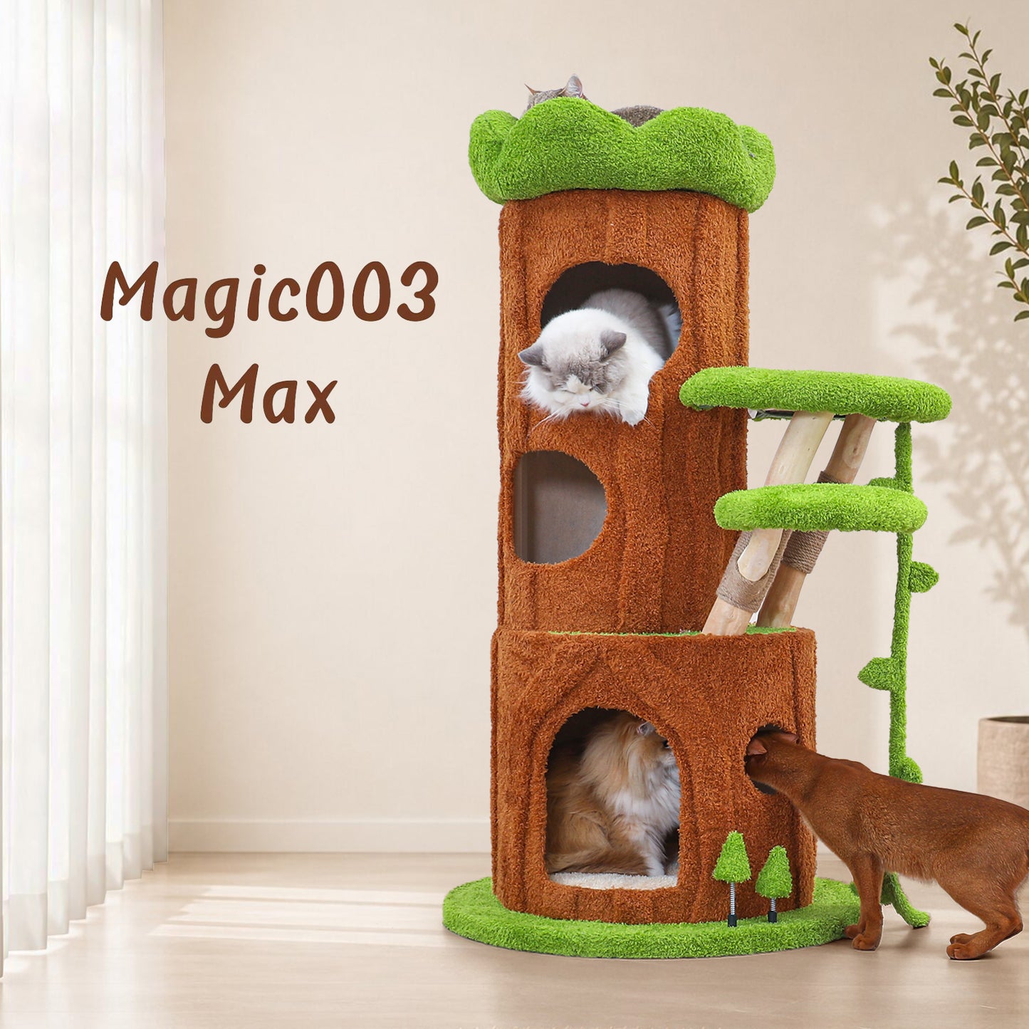 Xiamiao Magic Forest Max 51-Inch Solid Wood Cat Tree for Indoor Cats