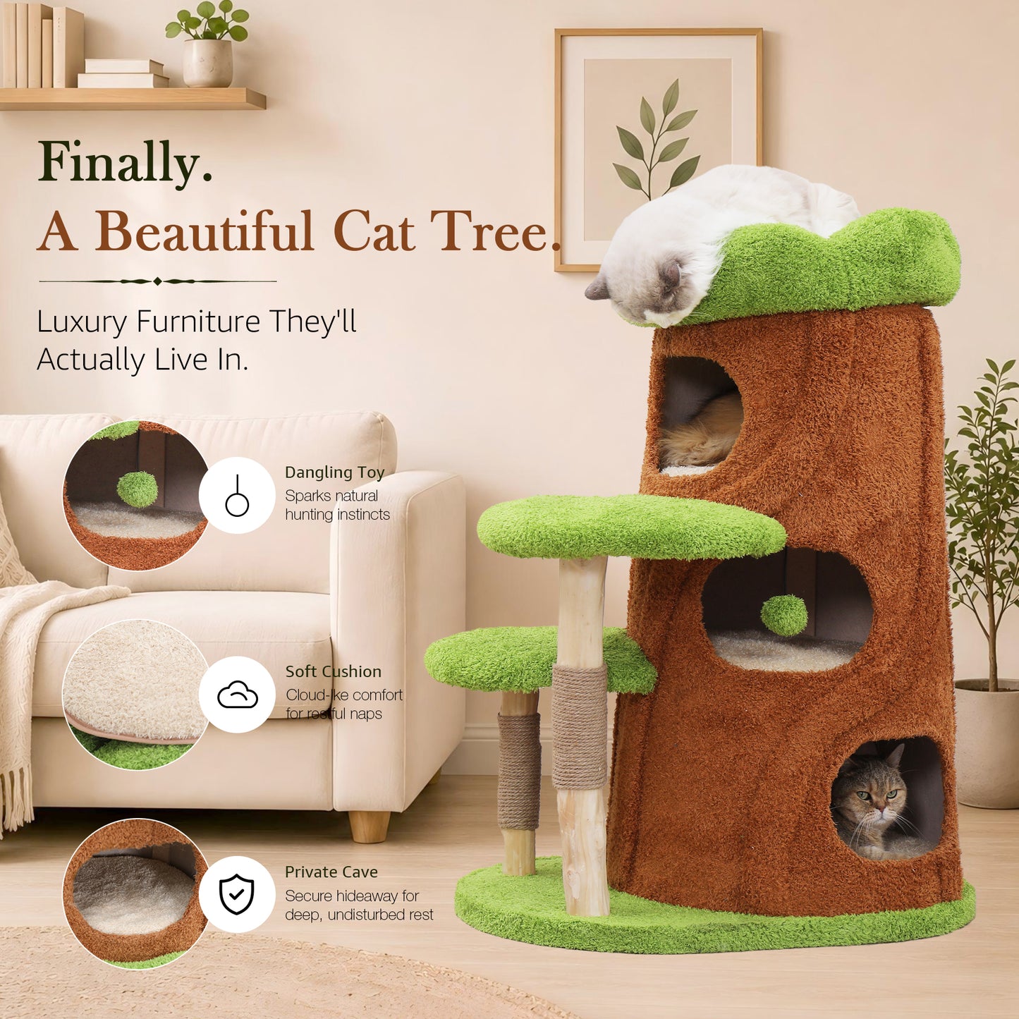 Xiamiao Magic Forest Pro 40 in Solid Wood Cat Tree for Indoor Cats