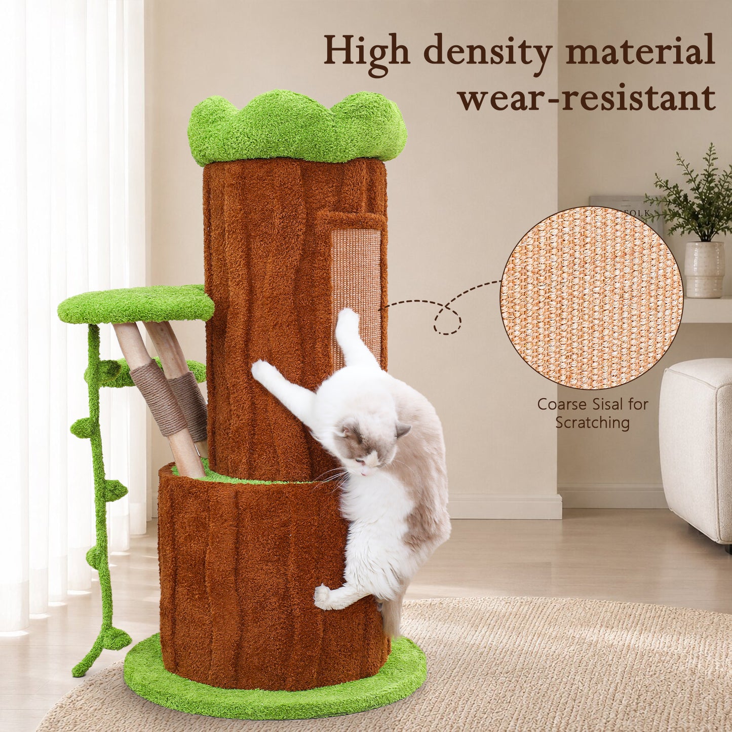 Xiamiao Magic Forest Max 51-Inch Solid Wood Cat Tree for Indoor Cats