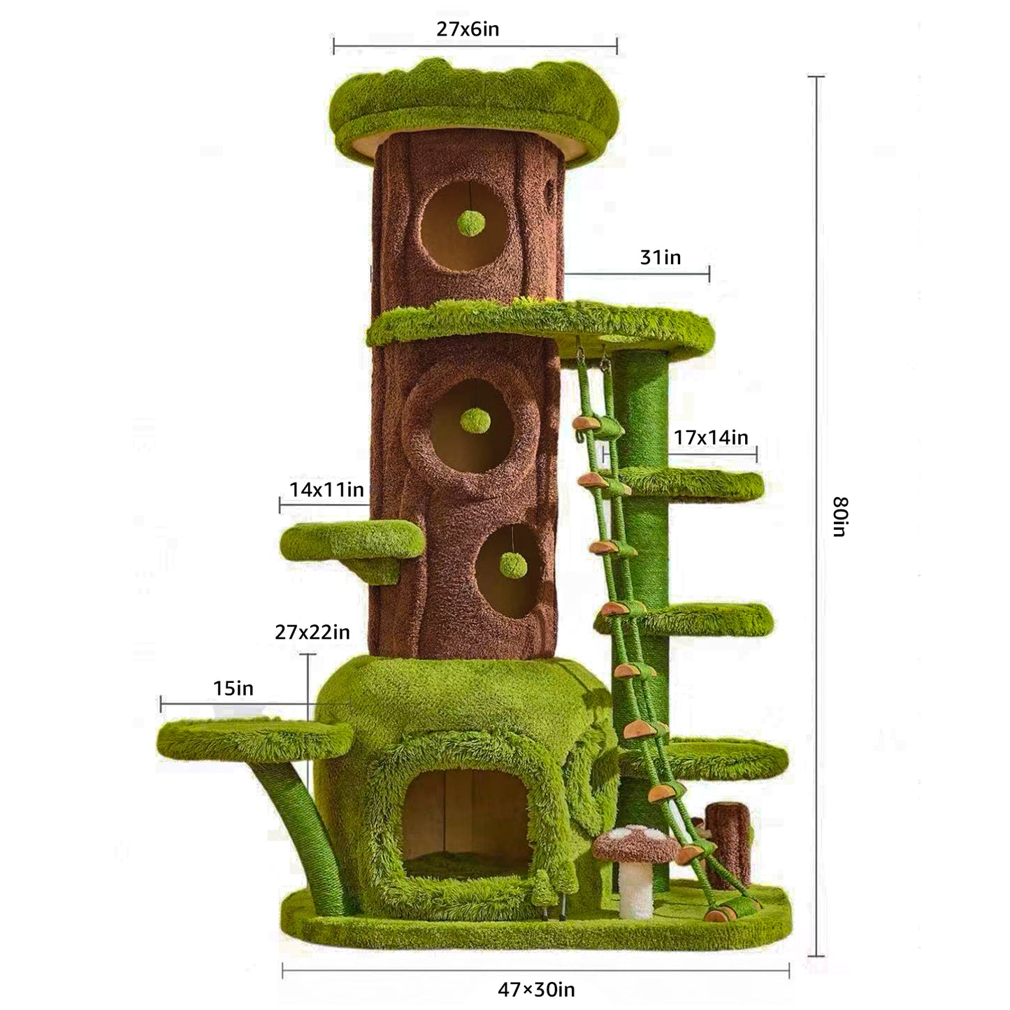 Xiamiaopets Magic Forest 80-Inch Cat Tree, XXL Cat Condo for Indoor Cats