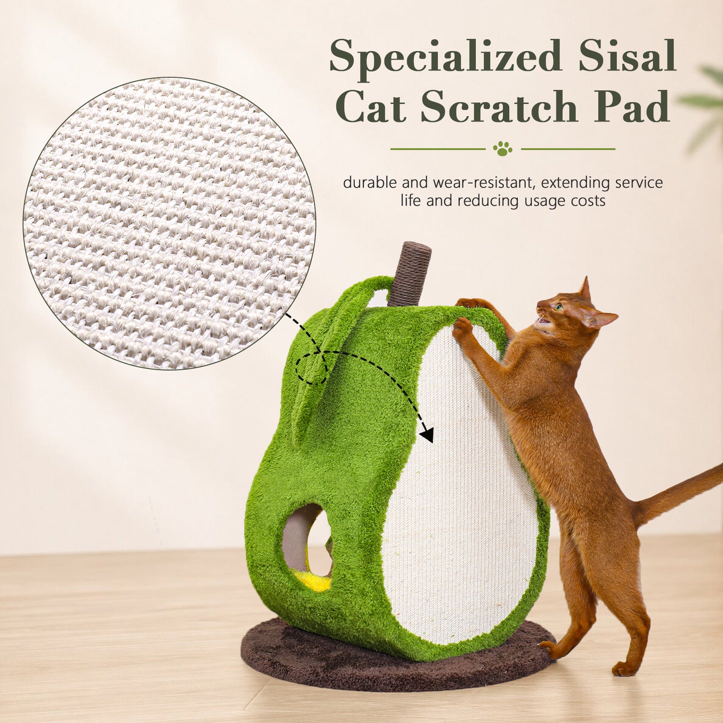 Xiamiao Avocado Cat Tree Tower for Indoor Cats, 30 in with Sisal Scratcher